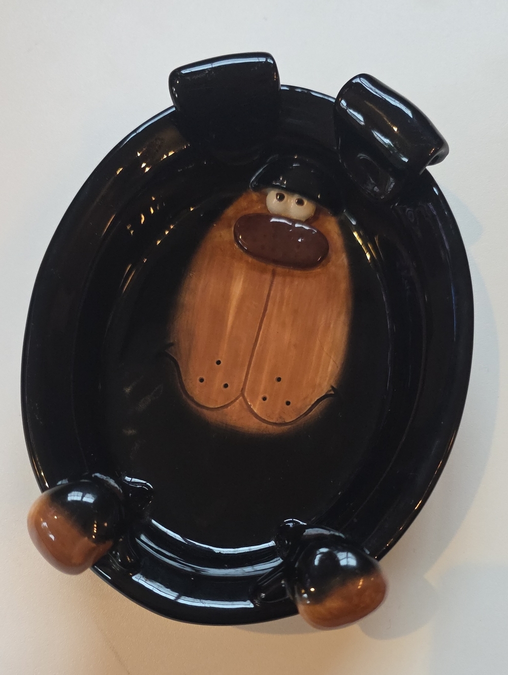 Ceramic Black and Brown Dog Trinket Dish